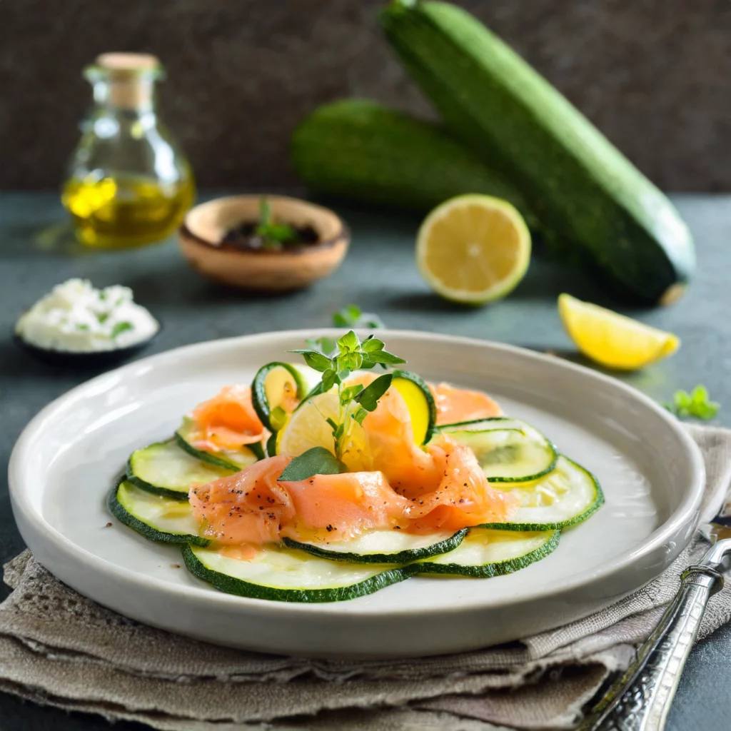 Carpaccio de courgette et de saumon fumé