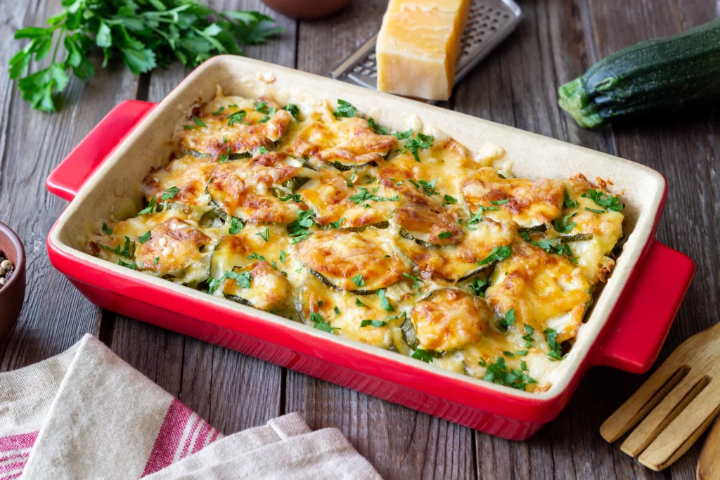 Lasagnes aux courgettes dans un plat