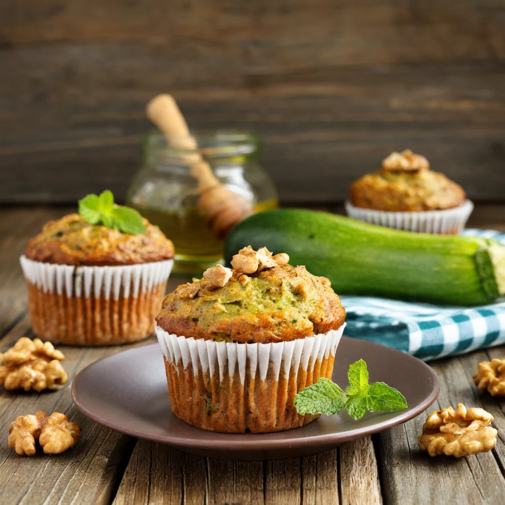 muffins moelleux à la courgette et aux noix