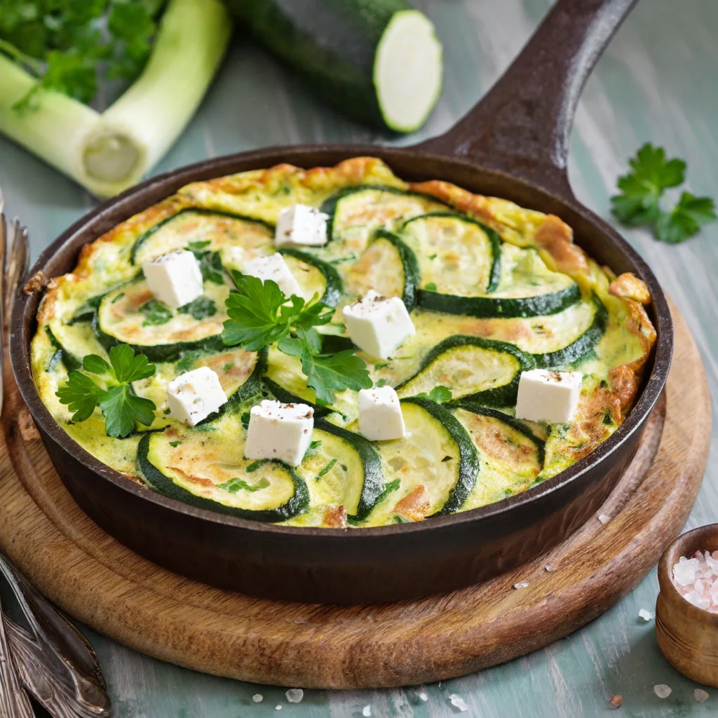 Plat de frittata aux courgettes