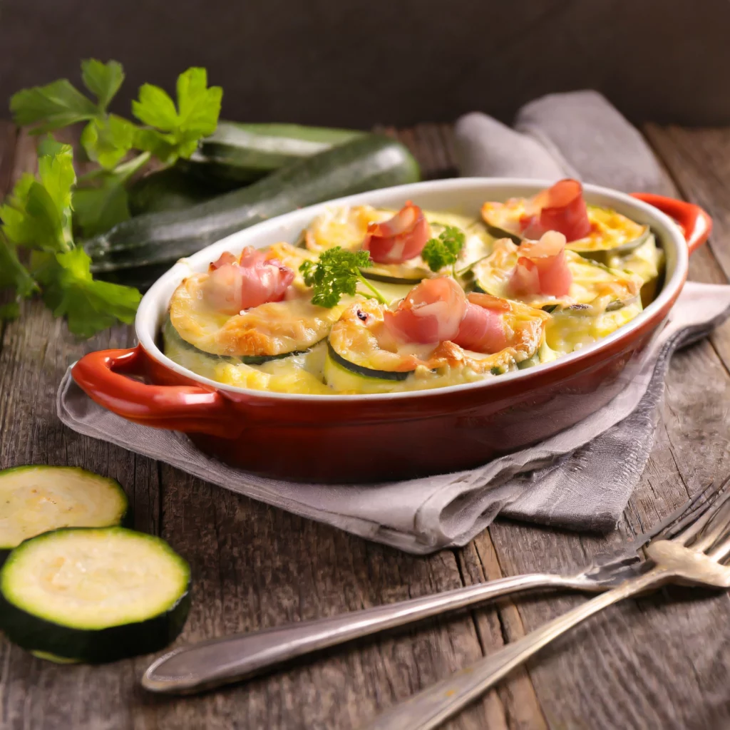 Gratin de courgettes avec du jambon