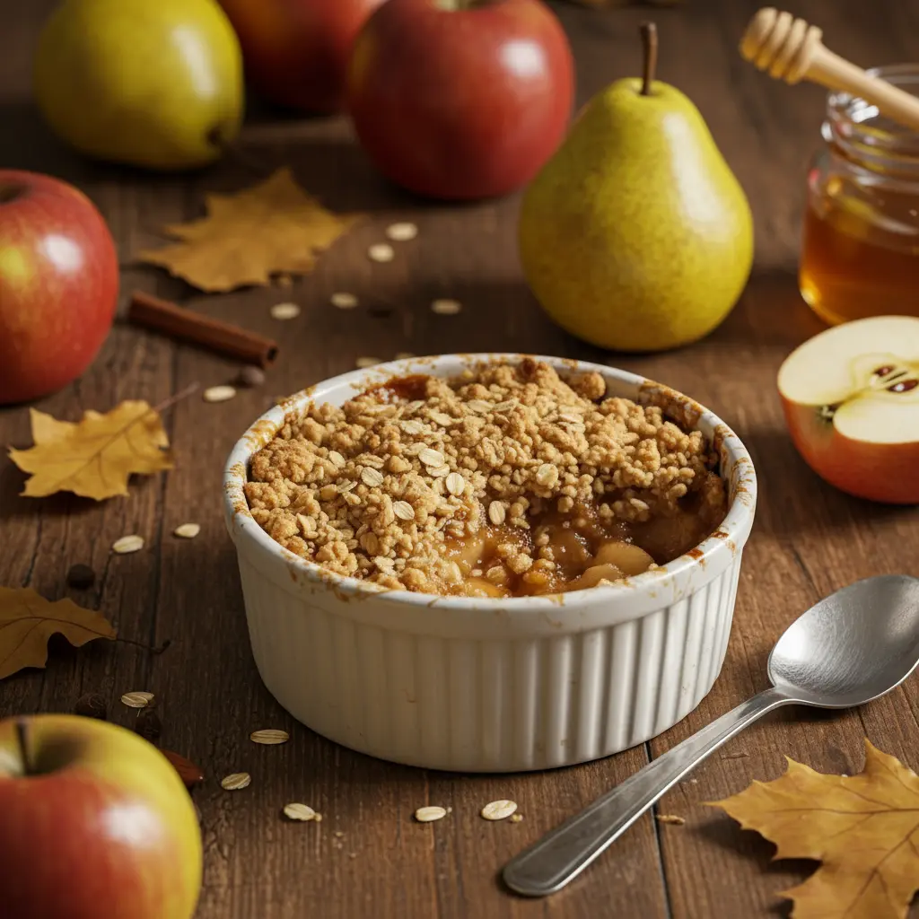 crumble poire pomme avoine healthy